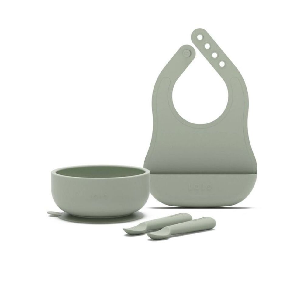4pc Silicone Baby Starting Solids Mealtime Set - Sage